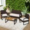 4-Piece Outdoor Patio Furniture Set with Cushions and Coffee Table